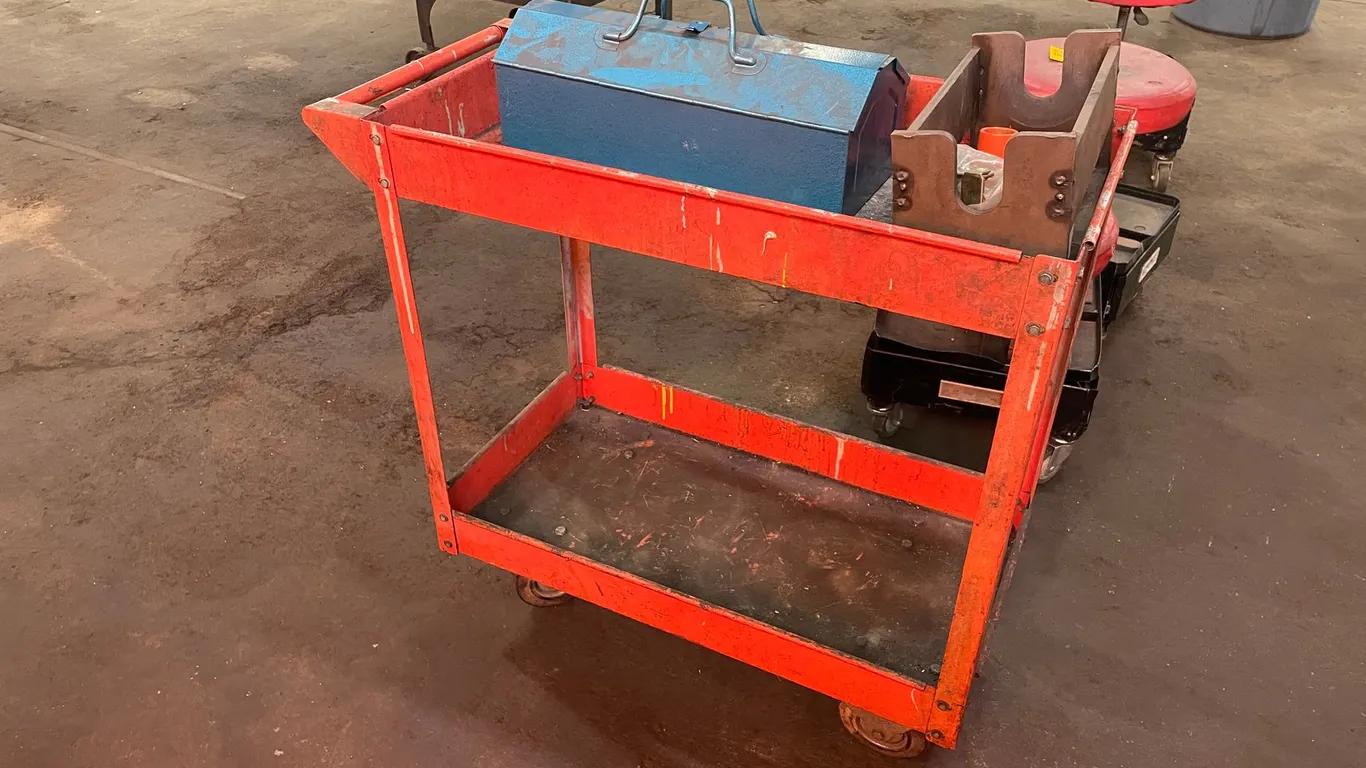 Metal Rolling Shop Cart with Metal Tool Box
