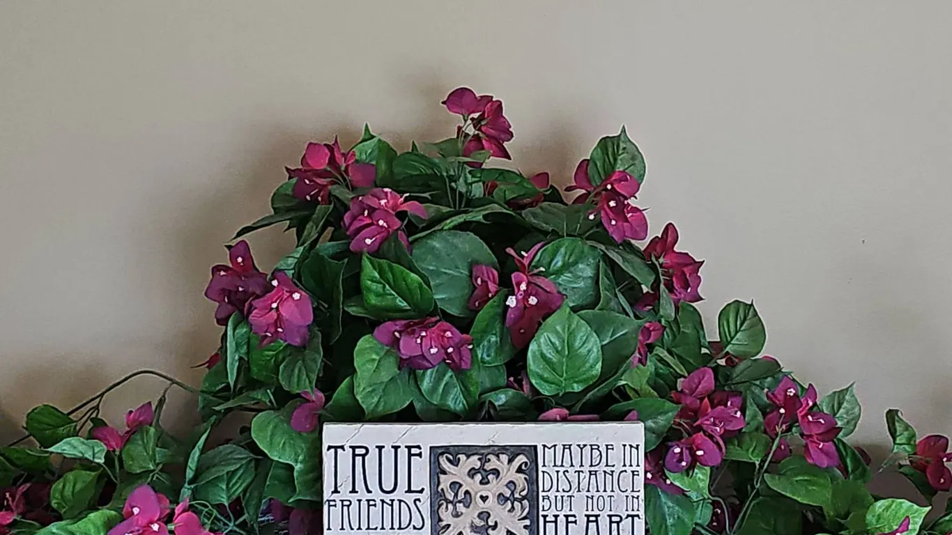 Artificial Pink Flower Arrangement With Inspirational Plaque