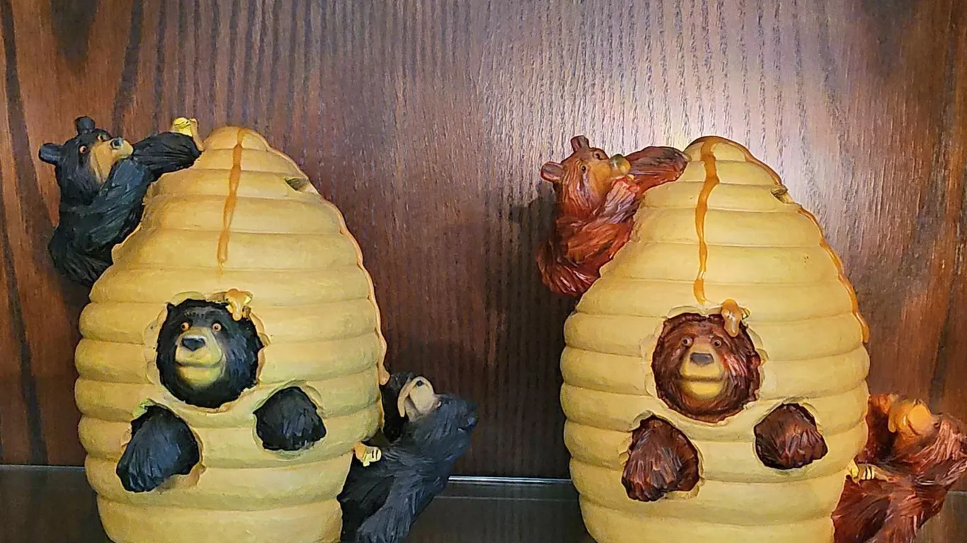 Beehive Bear Resin Coin Banks