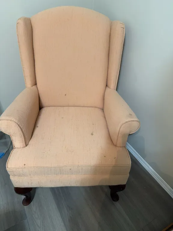Upholstered Wingback Armchair with Wooden Legs
