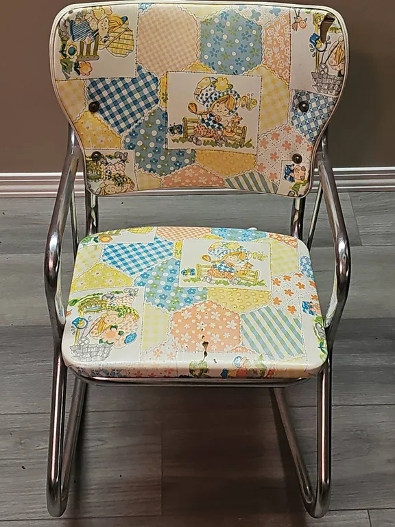 Children's Chrome Frame Chair With Patchwork Vinyl Upholstery