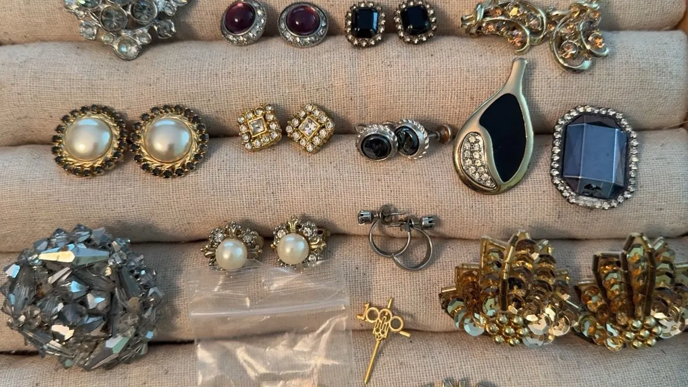 Antique Costume Jewelry Earrings and Pins Group Lot