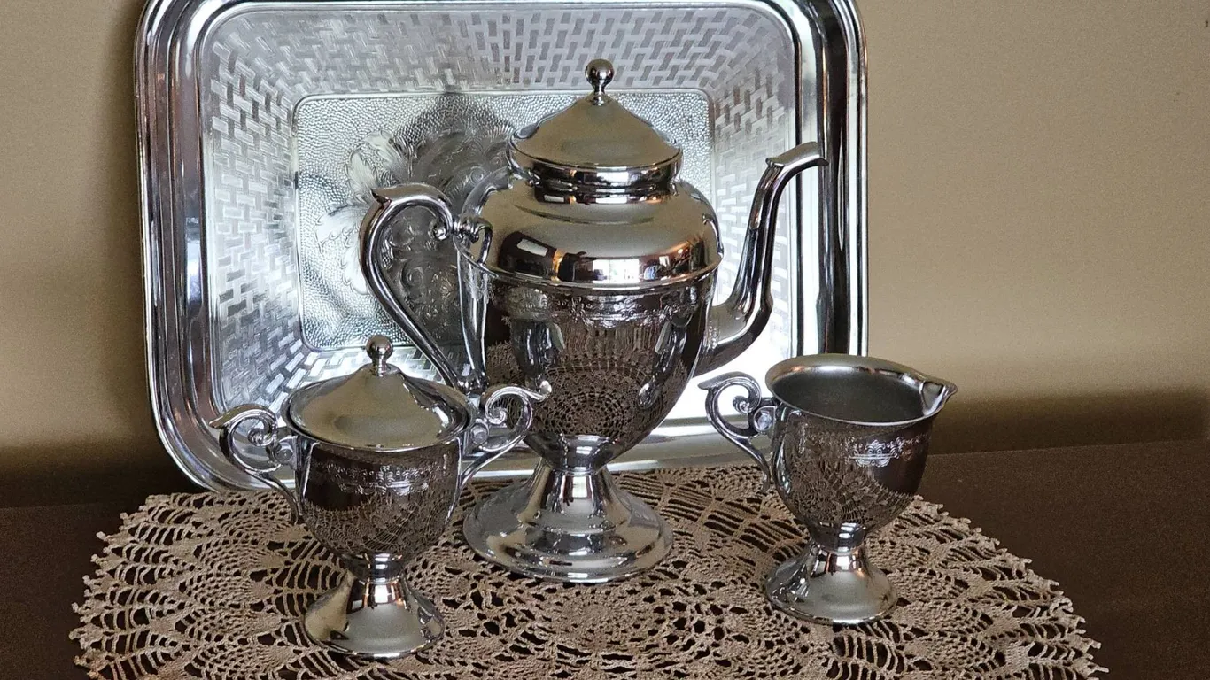 Swan Brand Silver Plated Tea Set with Tray, Made in England