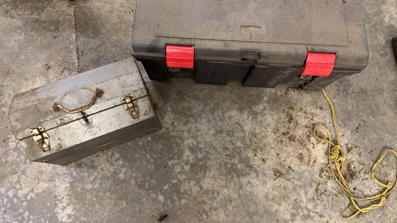Craftsman Metal Toolbox and Plastic Toolbox with Red Latches