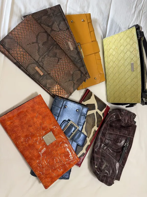 Migee Collection of 8 Assorted Clutch and Handbags, Various Styles
