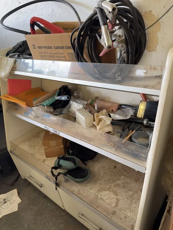 Garage Organizer With Tools, Cables, Gloves, Miscellaneous Contents