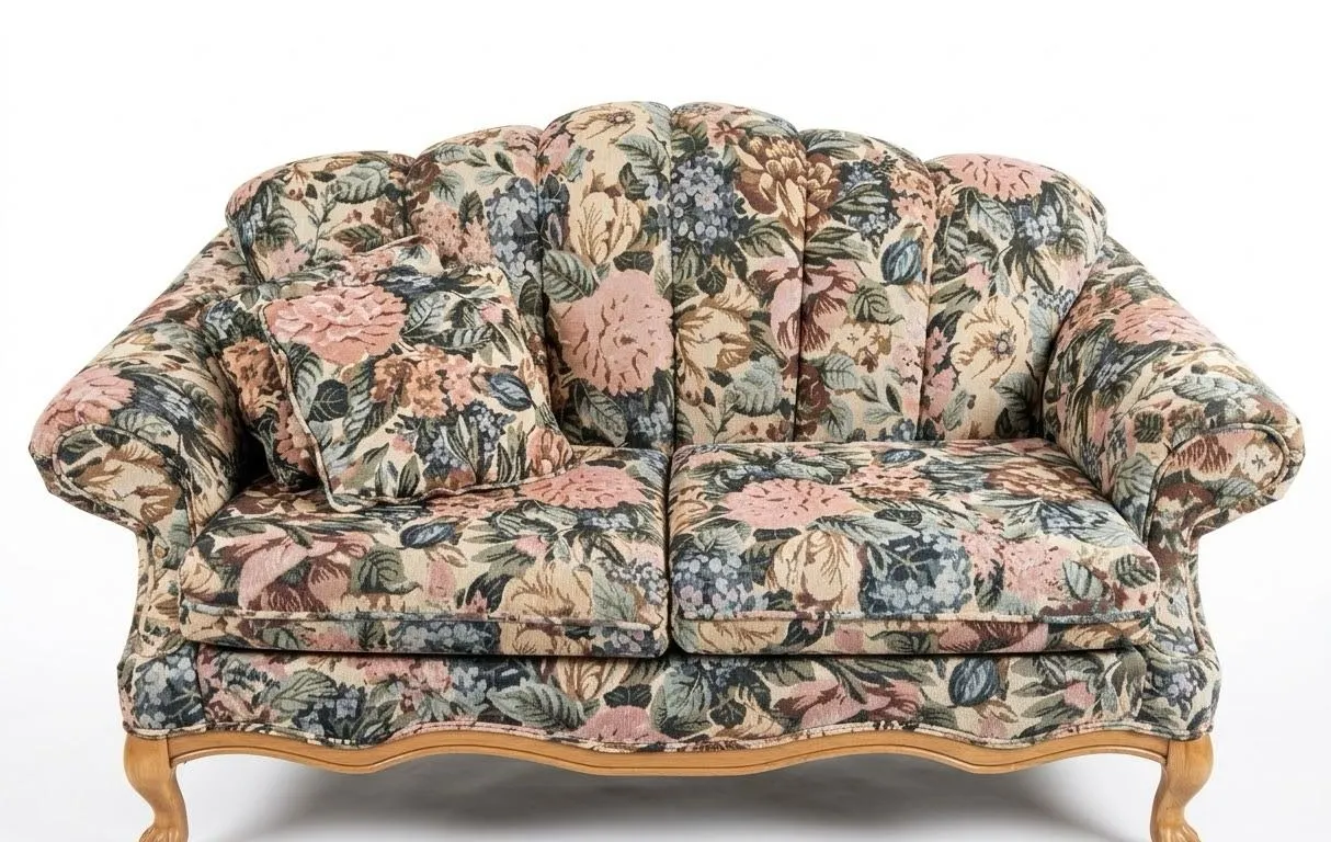 Golden Girls Vibe Loveseat With Carved Claw Feet