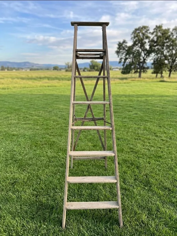 10 ft Wooden Folding Step Ladder with Metal Reinforcements