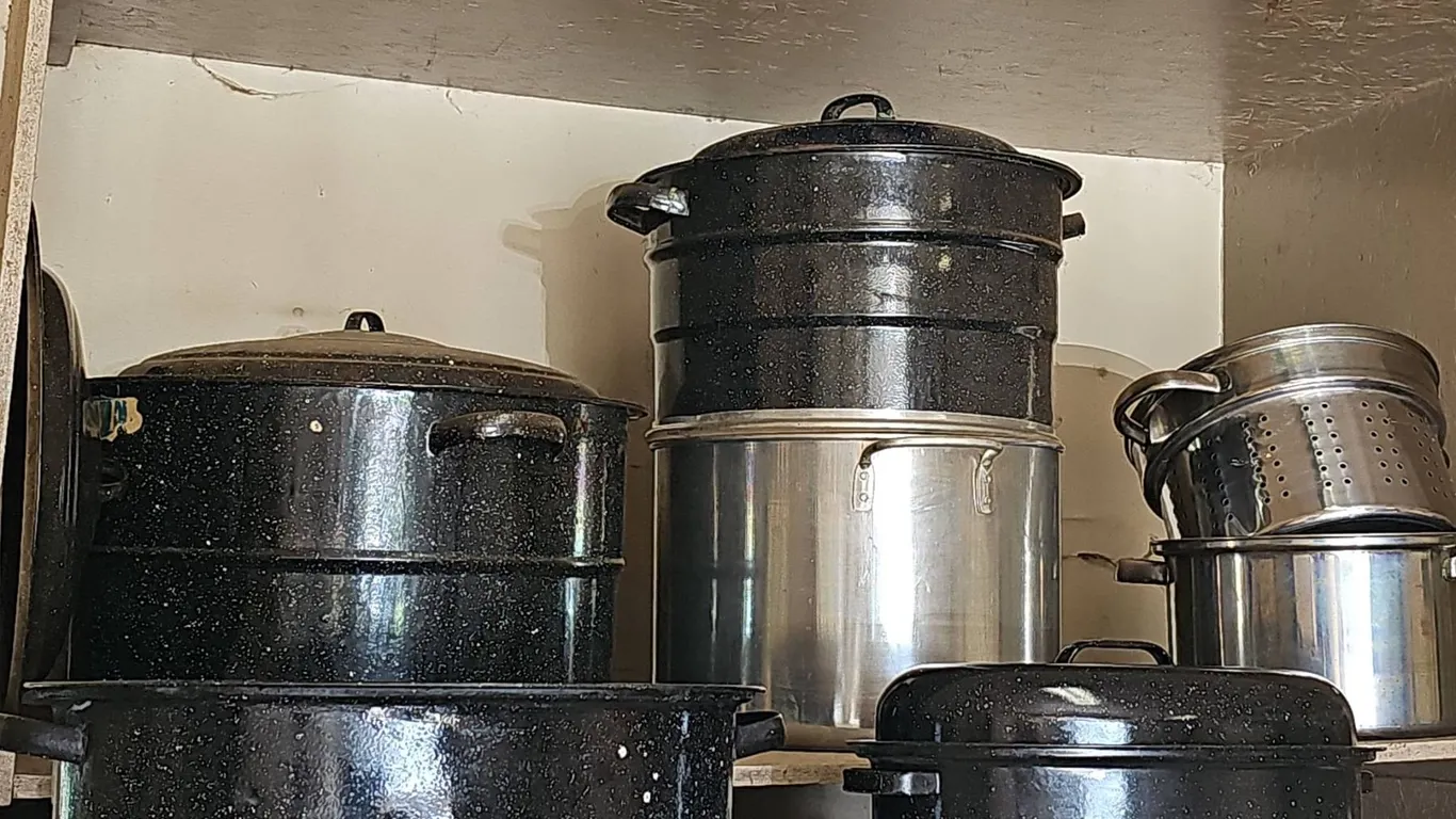 Enamelware Roasting Pans and Stainless Steel Stock Pots