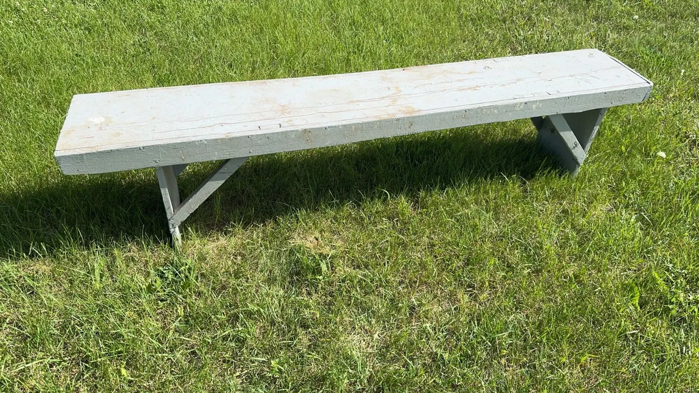 Painted Wooden Outdoor Bench