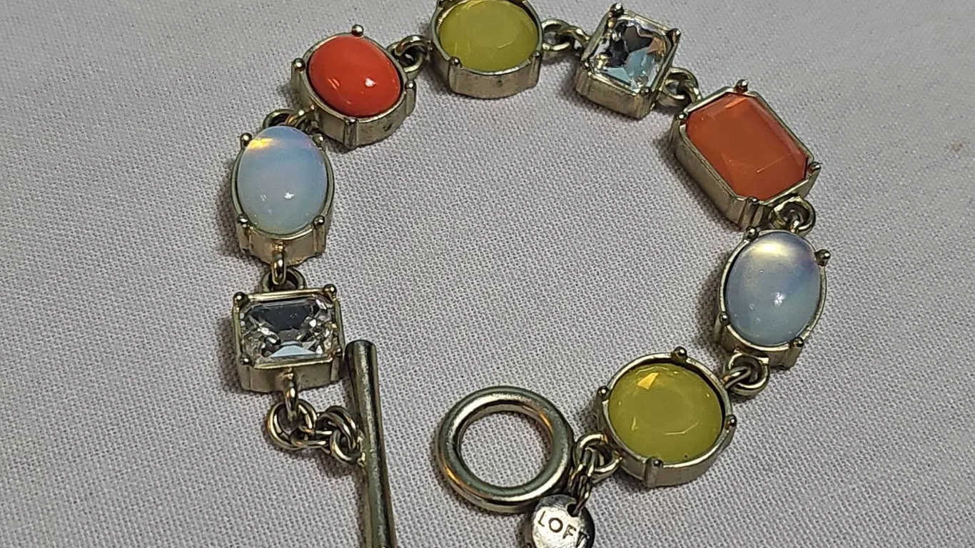 Ann Taylor LOFT Multi-Gemstone Toggle Bracelet