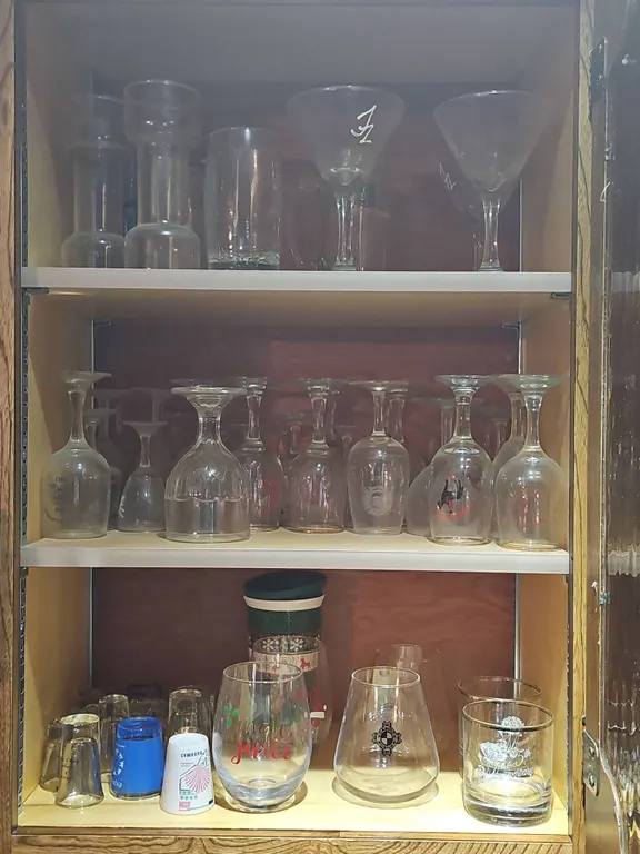 Drinkware Lot: Wine, Martini, Highball, and Shot Glasses