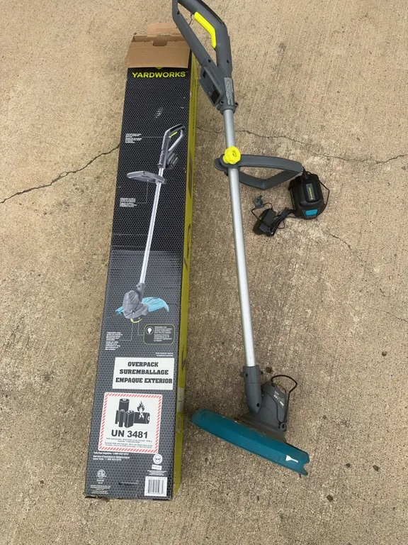Yardworks Cordless Grass Trimmer with Battery and Charger