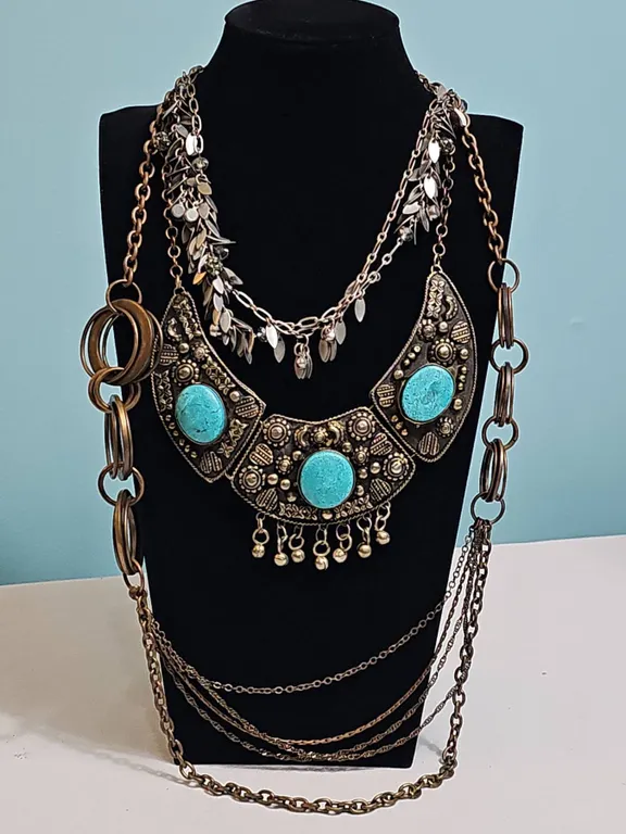 Costume Jewelry Necklaces Featuring Turquoise-Coloured Accents