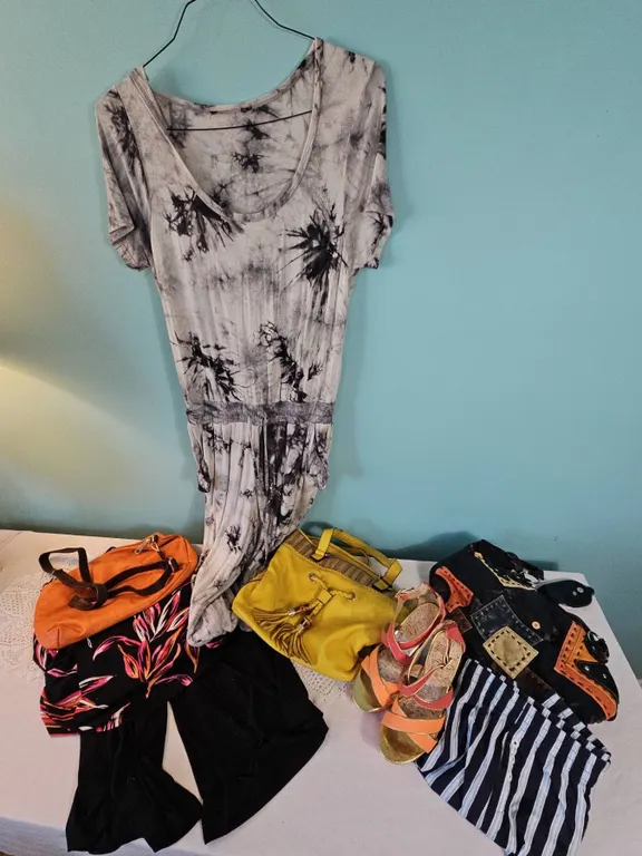 Women's Clothing and Accessories Lot with Dresses, Handbags and Sandals