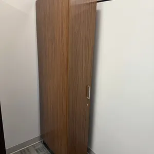 Tall Walnut Finish Wardrobe / Storage Cabinet with Door, Coat Rod & Shelves. 6’ x 2’ x 1’