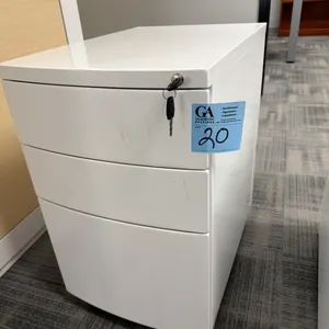 Filing cabinet on wheels with key, 15.5” wide x 22.5” deep x 25” tall