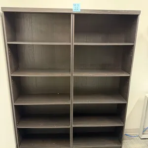 2 Dark Espresso Woodgrain 5-Shelf Office Bookcases with Adjustable Shelves. 6’ x 28” wide x 1’ deep