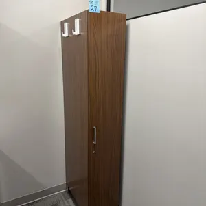 Tall Walnut Finish Wardrobe / Storage Cabinet with Door, Coat Rod & Shelves. 6’ x 2’ x 1’