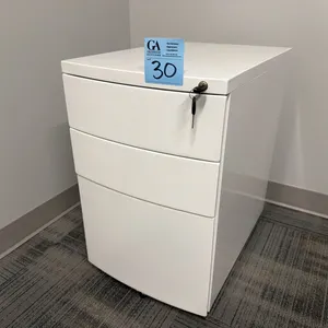 Filing cabinet on wheels with key, 15.5” wide x 22.5” deep x 25” tall