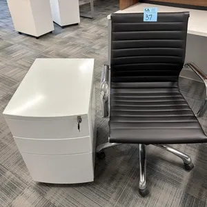 Filing Cabinet & Black faux leather w chrome office chair