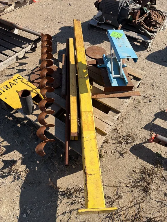 Misc. metal, motorcycle jack, auger