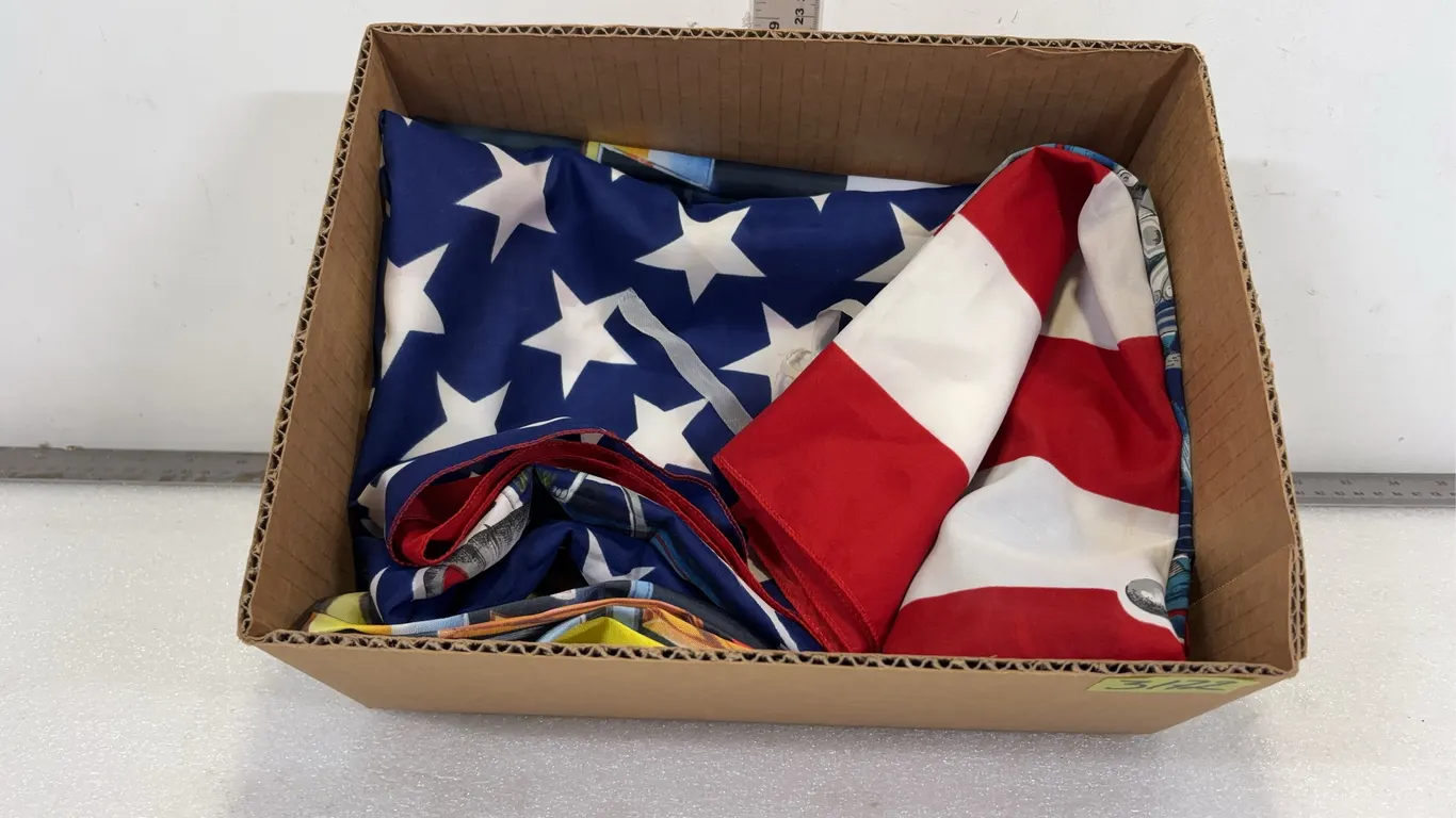 Box of 2 x Harley Davidson Flags, approx. Dimensions 55" x 35" *Unreserved*