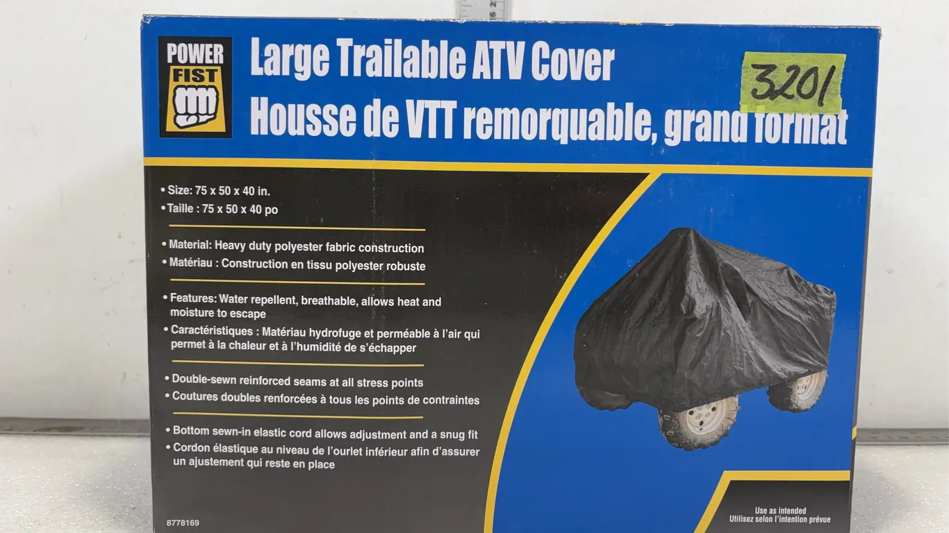 Powerfist Large Trailable ATV Cover, Dimensions of Cover 75" x 50" x 40", Dimensions of Package 12" x 9" x 5" *Unreserved*
