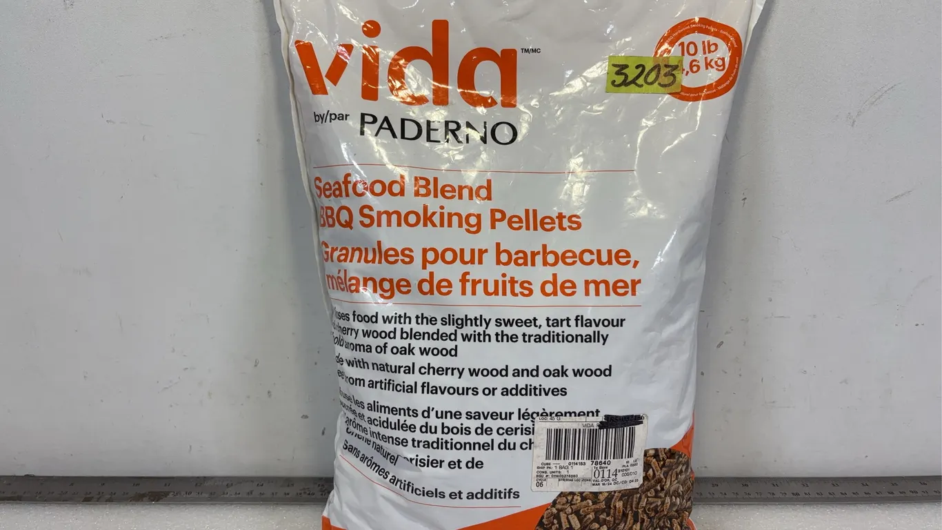 Bag of Vida Seafood Blend BBQ Smoking Pellets, 10lbs, approx. Dimensions of Bag 18" x 11" x 3" *Unreserved*