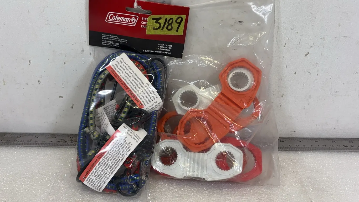 Coleman Bungee Strap 6 pce Set, Includes 2 - 12", 2 - 18", 2 - 24" Dimensions of Package 10" x 5" x 2" and Bag of Assorted Siz