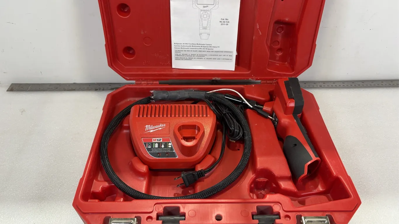 Milwaukee Borescope, Working Condition with Charging Station NO Battery, approx. Dimensions of Lot 14" x 17" x 5 1/2" *Unreserved*