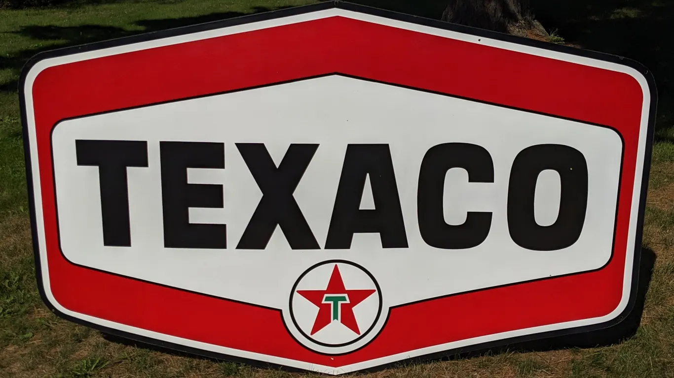 PORCELAIN GAS STATION SIGN TEXACO GASOLINE (TOMAHAWK) (2 SIDED)