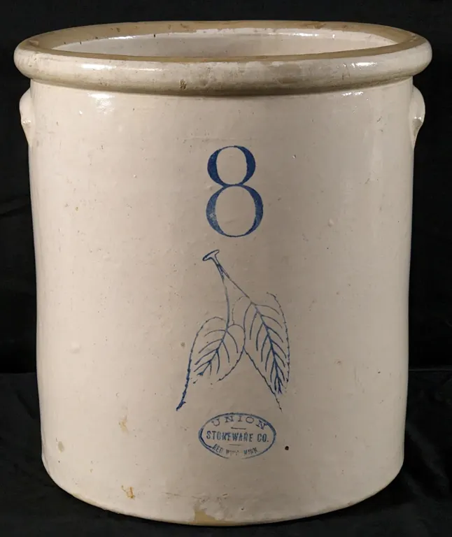 8 GAL RED WING STONEWARE BLUE BIRCHLEAF CROCK