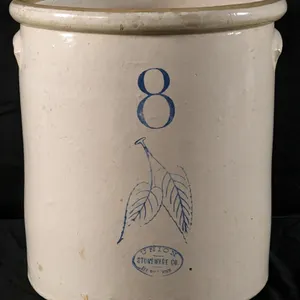 8 GAL RED WING STONEWARE BLUE BIRCHLEAF CROCK