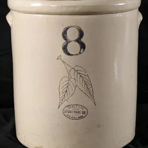 8 GAL RED WING STONEWARE BLACK BIRCHLEAF CROCK