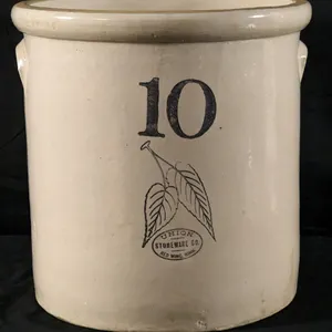 10 GAL RED WING STONEWARE BLACK BIRCHLEAF CROCK