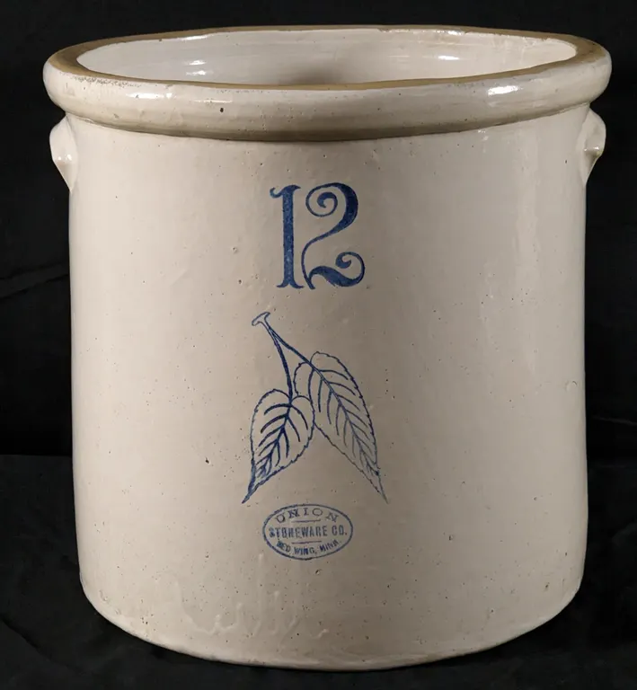 12 GAL RED WING STONEWARE BLUE BIRCHLEAF CROCK