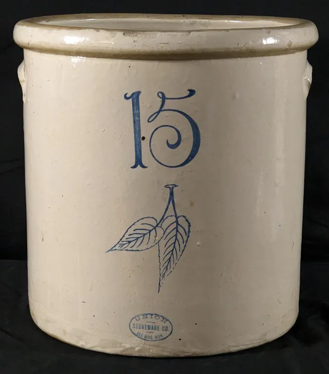 15 GAL RED WING STONEWARE BLUE BIRCHLEAF CROCK