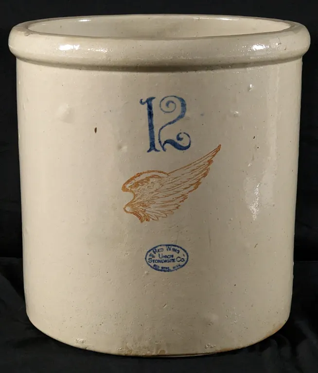 12 GAL RED WING STONEWARE CROCK "6 INCH WING"