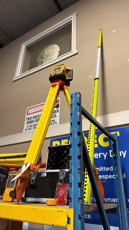 SELF LEVELING ROTARY LASER SET IN TRANSPORT CASE WITH TRIPOD & SURVEYORS RULER