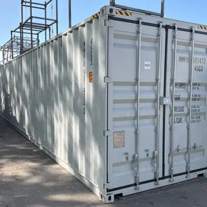 GREY 40' 52,910 LB MAX CAPACITY INDUSTRIAL TRANSPORT CONTAINER WITH 4 DUAL SWING SIDE DOORS DUAL