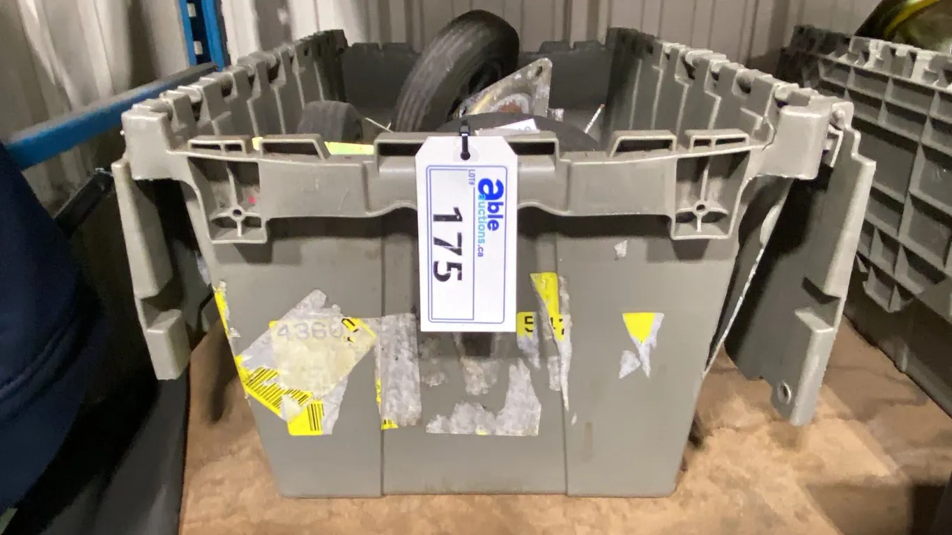 BIN OF 8 HEAVY DUTY 8" SWIVEL CASTERS, 4 WITH LOCKS
