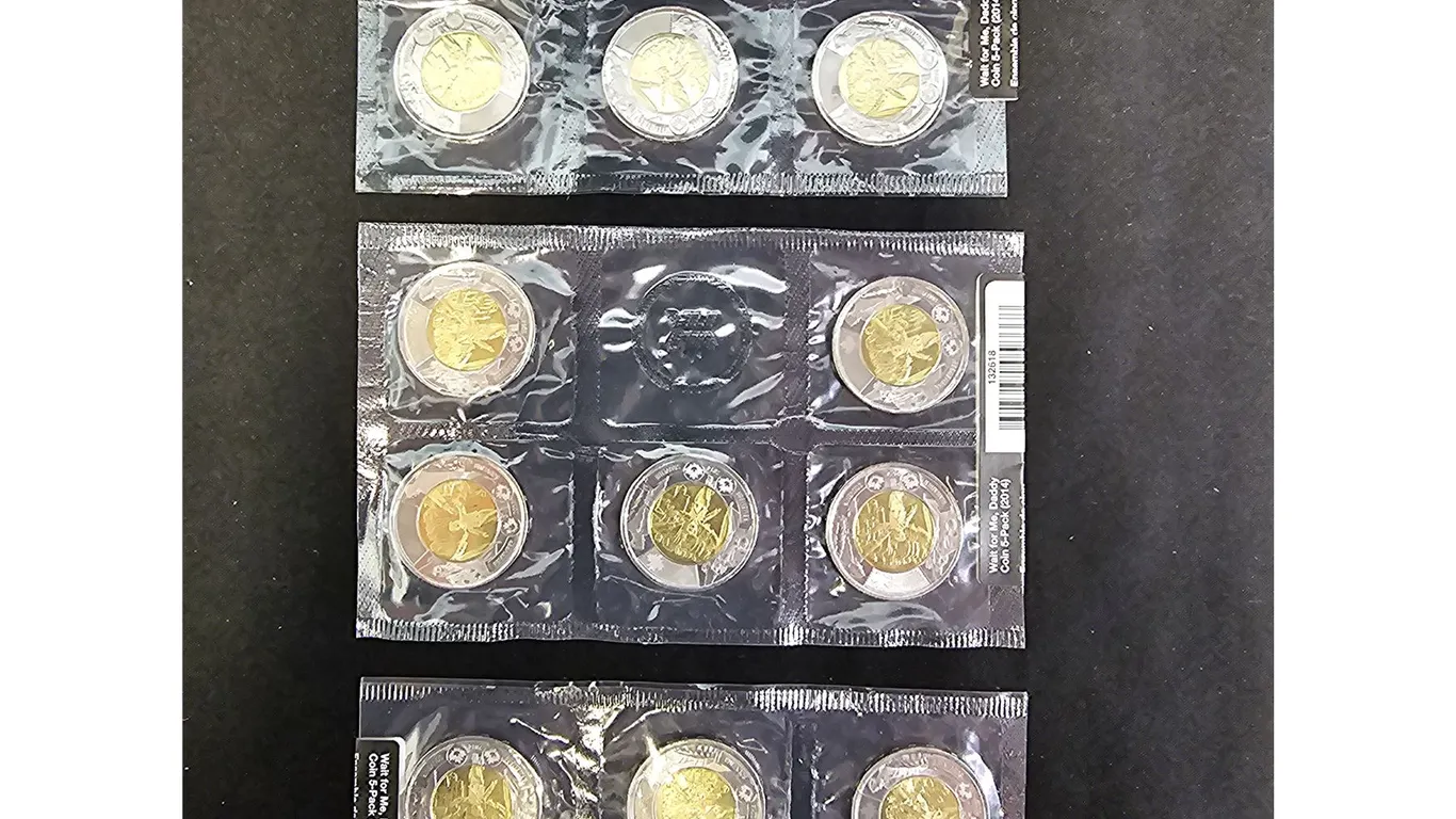 (3) PACKS OF 5 CAD 2014 "WAIT FOR ME, DADDY" $2 COMMEMORATIVE COINS