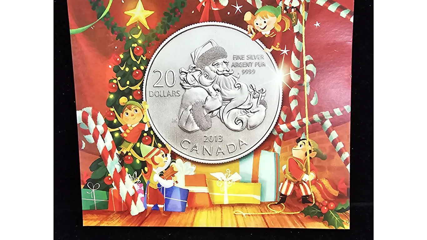 2013 CAD 7.96G .9999 FINE SILVER $20 SANTA COIN