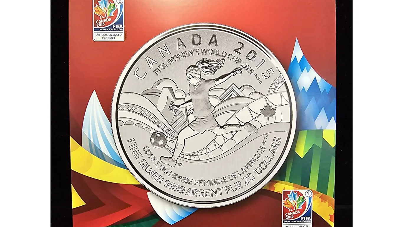 2015 CAD 7.96G .9999 FINE SILVER $20 FIFA WOMEN'S WORLD CUP COIN