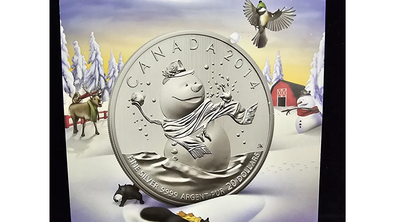 2014 CAD 7.96G .9999 FINE SILVER $20 SNOWMAN COIN