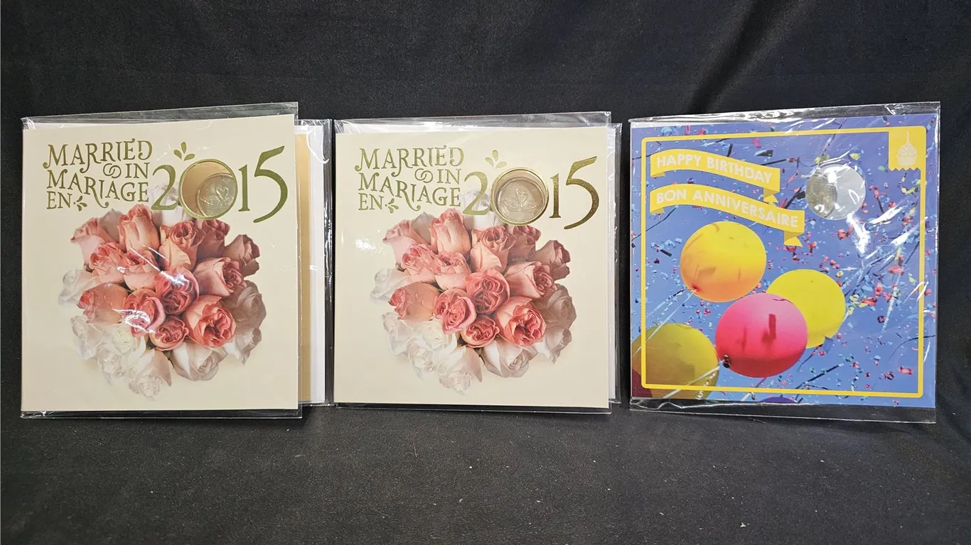 2016 CAD HAPPY BIRTHDAY COIN SET & (2) MARRIED IN 2015 COIN SETS
