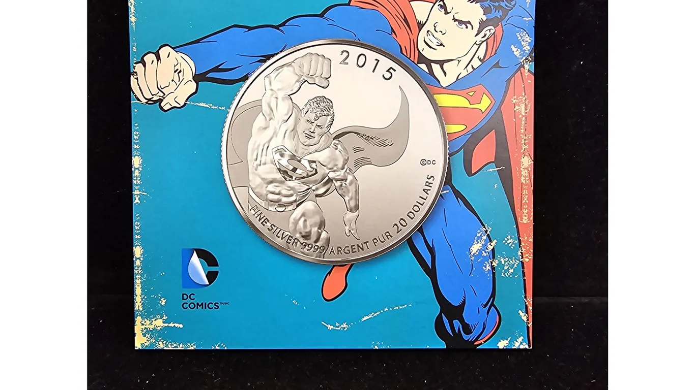 2015 CAD 7.96G .9999 FINE SILVER $20 DC COMICS SUPERMAN COIN