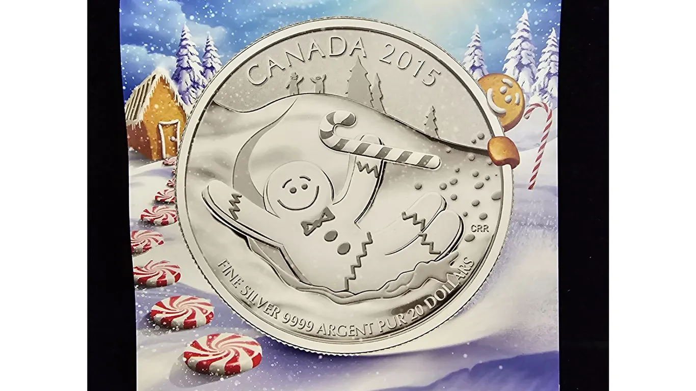 2015 CAD 7.96G .9999 FINE SILVER $20 GINGERBREAD MAN COIN