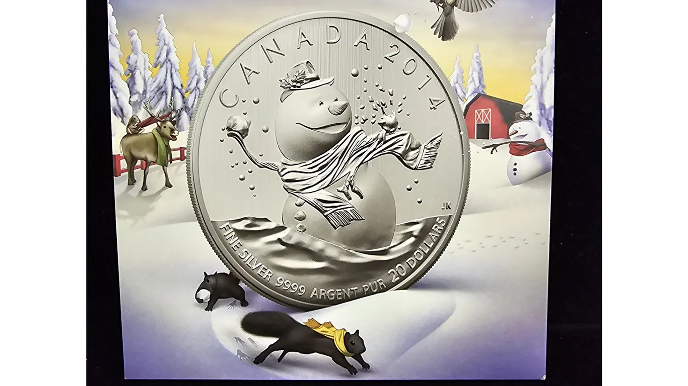2014 CAD 7.96G .9999 FINE SILVER $20 SNOWMAN COIN